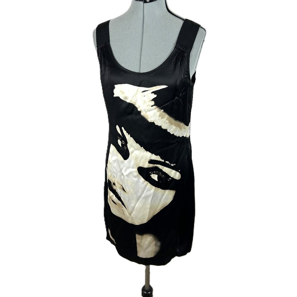 Ambiente Rare Silk Lady Face LBD Dress Black 8 Gem Eyeshadow